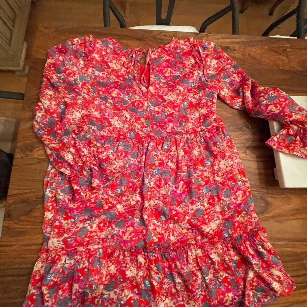 Sugarlips Babydoll Swing Dress Ruffle bottom Scoop Neck and Tie Back. Size L. - Picture 2 of 10